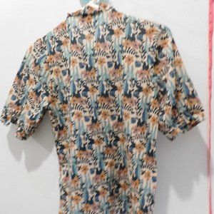 Acote Top - Frilled Collar, Floral Design Popover. Women's Size 0